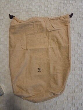 Louis Vuitton Beige Drawstring Dust Bag with LV Monogram Authentic